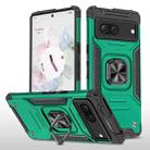 For Google Pixel 7 Magnetic Armor Shockproof TPU + PC Phone Case with Metal Ring Holder(Dark Green) - 1