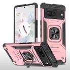 For Google Pixel 7 Magnetic Armor Shockproof TPU + PC Phone Case with Metal Ring Holder(Rose Gold) - 1