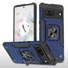 For Google Pixel 7 Magnetic Armor Shockproof TPU + PC Phone Case with Metal Ring Holder(Blue) - 1