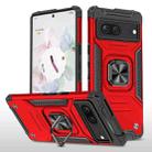 For Google Pixel 7 Magnetic Armor Shockproof TPU + PC Phone Case with Metal Ring Holder(Red) - 1