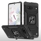 For Google Pixel 7 Magnetic Armor Shockproof TPU + PC Phone Case with Metal Ring Holder(Black) - 1