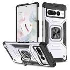 For Google Pixel 7 Pro Magnetic Armor Shockproof TPU + PC Phone Case with Metal Ring Holder(Silver) - 1