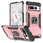 For Google Pixel 7 Pro Magnetic Armor Shockproof TPU + PC Phone Case with Metal Ring Holder(Rose Gold) - 1