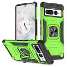 For Google Pixel 7 Pro Magnetic Armor Shockproof TPU + PC Phone Case with Metal Ring Holder(Green) - 1