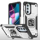 For Motorola Edge 30 Pro Magnetic Armor Shockproof TPU + PC Phone Case with Metal Ring Holder(Silver) - 1