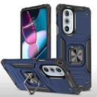 For Motorola Edge 30 Pro Magnetic Armor Shockproof TPU + PC Phone Case with Metal Ring Holder(Blue) - 1