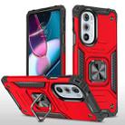 For Motorola Edge 30 Pro Magnetic Armor Shockproof TPU + PC Phone Case with Metal Ring Holder(Red) - 1