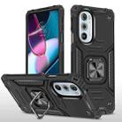 For Motorola Edge 30 Pro Magnetic Armor Shockproof TPU + PC Phone Case with Metal Ring Holder(Black) - 1