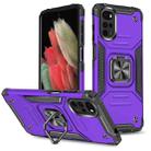 For Motorola Moto G22 Magnetic Armor Shockproof TPU + PC Phone Case with Metal Ring Holder(Purple) - 1