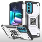 For Motorola Edge 30 Magnetic Armor Shockproof TPU + PC Phone Case with Metal Ring Holder(Silver) - 1