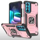 For Motorola Edge 30 Magnetic Armor Shockproof TPU + PC Phone Case with Metal Ring Holder(Rose Gold) - 1