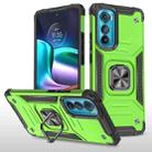 For Motorola Edge 30 Magnetic Armor Shockproof TPU + PC Phone Case with Metal Ring Holder(Green) - 1