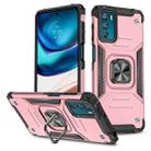 For Motorola Moto G42 Magnetic Armor Shockproof TPU + PC Phone Case with Metal Ring Holder(Rose Gold) - 1