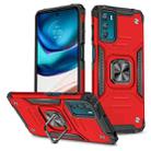 For Motorola Moto G42 Magnetic Armor Shockproof TPU + PC Phone Case with Metal Ring Holder(Red) - 1