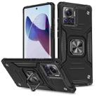 For Motorola Moto X30 Pro Magnetic Armor Shockproof TPU + PC Phone Case with Metal Ring Holder(Black) - 1