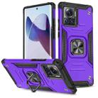 For Motorola Moto X30 Pro Magnetic Armor Shockproof TPU + PC Phone Case with Metal Ring Holder(Purple) - 1