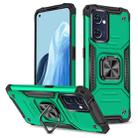 For OPPO Reno7 5G Magnetic Armor Shockproof TPU + PC Phone Case with Metal Ring Holder(Dark Green) - 1