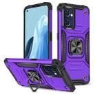 For OPPO Reno7 5G Magnetic Armor Shockproof TPU + PC Phone Case with Metal Ring Holder(Purple) - 1