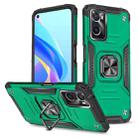 For OPPO A36 / A76 Magnetic Armor Shockproof TPU + PC Phone Case with Metal Ring Holder(Dark Green) - 1