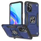 For OPPO A36 / A76 Magnetic Armor Shockproof TPU + PC Phone Case with Metal Ring Holder(Blue) - 1