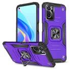 For OPPO A36 / A76 Magnetic Armor Shockproof TPU + PC Phone Case with Metal Ring Holder(Purple) - 1