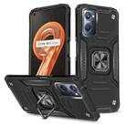 For Realme 9i Magnetic Armor Shockproof TPU + PC Phone Case with Metal Ring Holder(Black) - 1