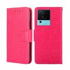 For vivo iQOO Neo7 Crystal Texture Horizontal Flip Leather Phone Case(Rose Red) - 1