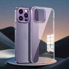 For iPhone 14 Pro Max Metal Lens Ring Clear PC Phone Case(Deep Purple) - 1