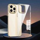 For iPhone 14 Pro Max Metal Lens Ring Clear PC Phone Case(Gold) - 1