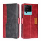 For vivo iQOO Neo7 Contrast Color Side Buckle Leather Phone Case(Red+Black) - 1