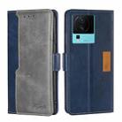 For vivo iQOO Neo7 Contrast Color Side Buckle Leather Phone Case(Blue+Grey) - 1