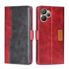 For Realme 9i 5G Global/10 5G Contrast Color Side Buckle Leather Phone Case(Red+Black) - 1