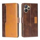 For Realme 9i 5G Global/10 5G Contrast Color Side Buckle Leather Phone Case(Dark Brown+Gold) - 1
