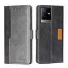 For vivo T2x 5G/Y73t/iQOO Z6x Contrast Color Side Buckle Leather Phone Case(Black+Grey) - 1