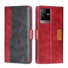 For vivo T2x 5G/Y73t/iQOO Z6x Contrast Color Side Buckle Leather Phone Case(Red+Black) - 1