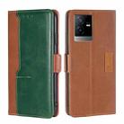 For vivo T2x 5G/Y73t/iQOO Z6x Contrast Color Side Buckle Leather Phone Case(Light Brown+Green) - 1