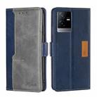 For vivo T2x 5G/Y73t/iQOO Z6x Contrast Color Side Buckle Leather Phone Case(Blue+Grey) - 1