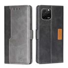 For Huawei nova Y61 Contrast Color Side Buckle Leather Phone Case(Black+Grey) - 1