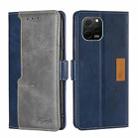 For Huawei nova Y61 Contrast Color Side Buckle Leather Phone Case(Blue+Grey) - 1