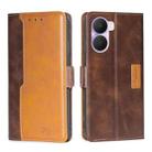 For Honor Play 40 Plus Contrast Color Side Buckle Leather Phone Case(Dark Brown+Gold) - 1