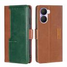 For Honor Play 40 Plus Contrast Color Side Buckle Leather Phone Case(Light Brown+Green) - 1