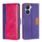 For Honor Play 40 Plus Contrast Color Side Buckle Leather Phone Case(Purple+Rose Red) - 1