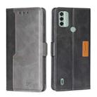 For Nokia C31 Contrast Color Side Buckle Leather Phone Case(Black+Grey) - 1
