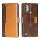 For Nokia C31 Contrast Color Side Buckle Leather Phone Case(Dark Brown+Gold) - 1