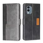 For Nokia X30 5G Contrast Color Side Buckle Leather Phone Case(Black+Grey) - 1