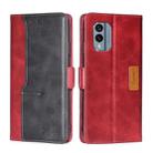 For Nokia X30 5G Contrast Color Side Buckle Leather Phone Case(Red+Black) - 1