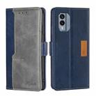 For Nokia X30 5G Contrast Color Side Buckle Leather Phone Case(Blue+Grey) - 1