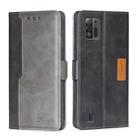 For ZTE Blade A52 Lite Contrast Color Side Buckle Leather Phone Case(Black+Grey) - 1