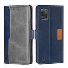 For ZTE Blade A52 Lite Contrast Color Side Buckle Leather Phone Case(Blue+Grey) - 1