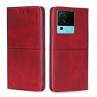 For vivo iQOO Neo7 Cow Texture Magnetic Leather Phone Case(Red) - 1